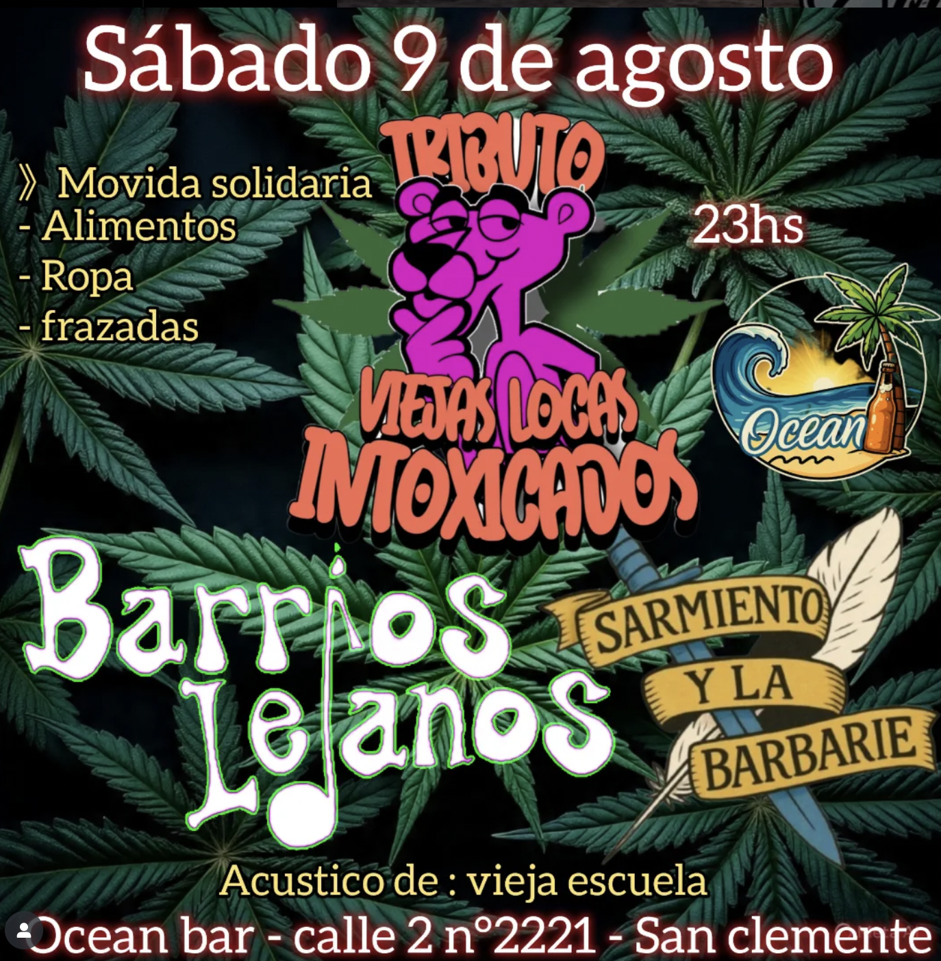 Movida solidaria en «Ocean Bar» con música y bandas, el 09 de agosto a las 23 hs.