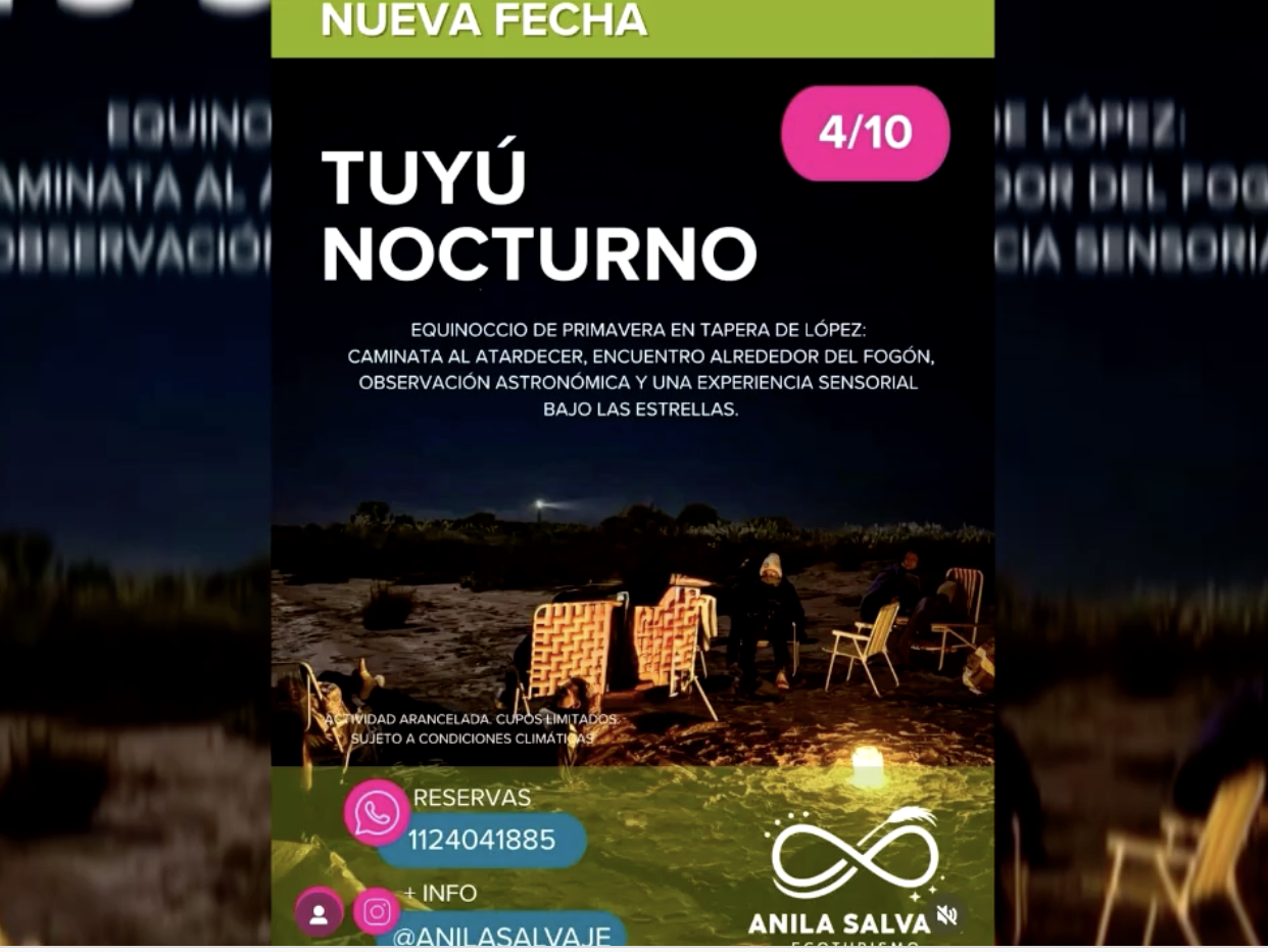 ANILA SALVAJE ORGANIZA «TUYÚ NOCTURNO» PARA RECIBIR LA PRIMAVERA